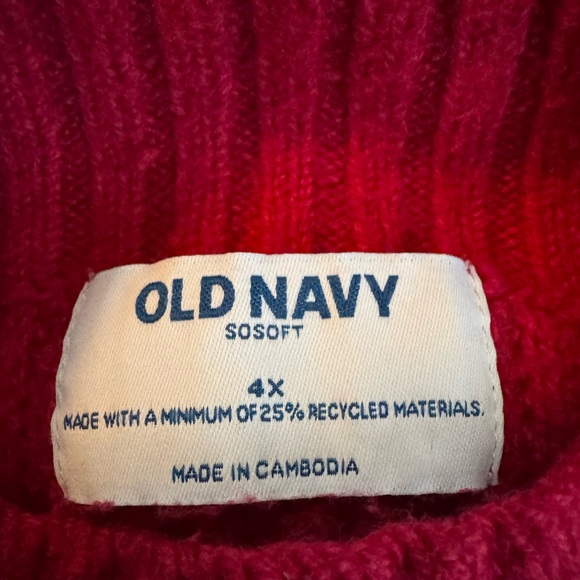 Old Navy Rich Red Cable Knit Turtleneck Sweater - Picture 2 of 3